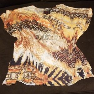 Stud Embellished Jersey Knit Southwestern Poncho S